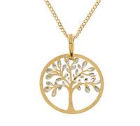 Alexander Castle Collar con colgante de árbol de la vida de oro de 9 quilates para mujer, Yggdrasil Crann Bethadh con cadena de oro de 45,7 cm y caja de regalo de joyería, 15 mm, Oro