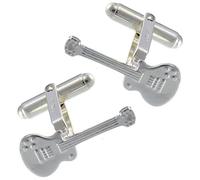 Alexander Castle Gemelos de plata de ley 925 con diseño de guitarra, gemelos novedosos para hombre con caja de regalo de joyería, regalos de música para hombres, Plata de ley, sin piedra