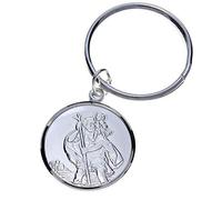 Alexander Castle Llavero reversible de plata de ley 925 con diseño de San Cristóbal para hombre, con caja de regalo de joyería, plata, Talla única