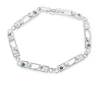 Alexander Castle Pulsera de plata de ley 925 para mujer con circonita cúbica azul Charles Rennie Mackintosh Joyería con caja de regalo de joyería - 19 cm, 7.5 inches, Plata de ley