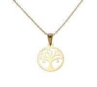 Alexander Castle Yggdrasil Crann Bethadh - Collar con colgante de árbol de la vida de oro de 9 quilates extra pequeño para mujeres, niñas y adolescentes, con cadena de oro de 40,6 cm y caja de regalo