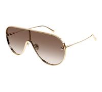 Alexander McQueen Unisex Alexander McQueen AM0481S 002 Gafas de sol Metal Oro Marrón Piloto