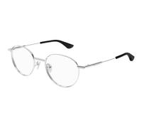 Alexander McQueen Unisex Alexander McQueen AM0502O 001 Monturas ópticas Metal Plata Transparente Redonda