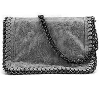 ALEXANDER MILANO Bolsos de Bandolera para Mujer de Cadena Bolso de Crossbody Pequeño Hobo (Gris)