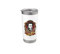 Alexander Pushkin Poeta Tradicional Tatuaje Vieja Escuela Escritor Vaso térmico de acero inoxidable de doble pared