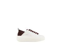 Alexander Smith - Wembley Alta Donna en cuero blanco y talón de ante burdeos - Shoes - Mujer - Blanco - 38 EU -