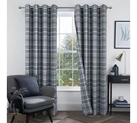 Alexandra Cole - Cortinas de Cuadros Escoceses Modernos y clásicos para Ventana de Sala de Estar, 2 Paneles, Color Gris, 137 x 213 cm