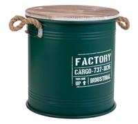 Alexandra House Living Caja de Almacenaje con Tapa Factory Verde Cáñamo Metal Madera de Abeto 35 x 35 x 37 cm con Asas Redonda