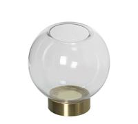 Alexandra House Living Jarrón Transparente Dorado Cristal 15 x 15 cm Portavelas