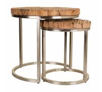 Alexandra House Living Juego de 2 mesas Natural Hierro Madera de Mango