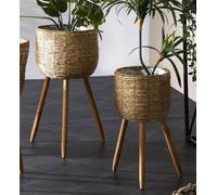 Alexandra House Living Macetero Fibra Natural C/Patas 65 Cms. S/2 33Dx56 Cms
