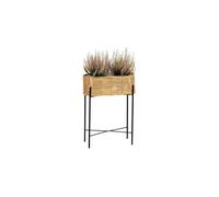 Alexandra House Living Macetero Met Rattan Sint. 49x20x66, Metal y Ratán Sintético, Negro y Natural