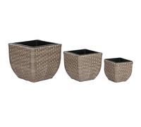 Alexandra House Living Macetero Set 3 Ratan Sintetico PP 40x40x36 Natural | Alexandra House Living Macetero Set 3 Ratan Sintetico Pp 40x40x36 Natural