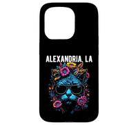 Alexandria LA - Gato con Gafas de Sol y diseño de Flores Carcasa para iPhone 15 Pro