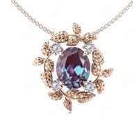 Alexandrite - Collar con colgante de plata de ley 925 chapado en oro rosa que cambia de color, piedra natal de junio, regalo para ella