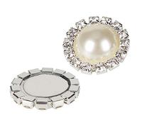 ALEXCRAFT 20 Piezas Botones de Zirconia Plano Plata Cristal Flor Decoración
