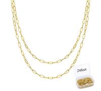 ALEXCRAFT 24 pies Cadena Oro Mujer para Fabricación Joyas Diy Ovalados