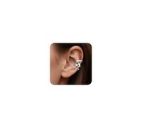 ALEXCRAFT 3 Piezas Pendientes Ear Cuff Chunky Plata para Mujer Set, Pequeño Pendiente Oreja Sin Agujero para Cartílago, Ajustable Pendientes de Clip con Zirconia Acero Inoxidable, Hipoalergénicos