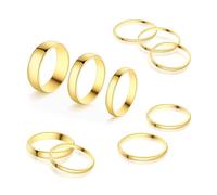 ALEXCRAFT Anillo Acero Dorado Multiple Anillo Oro Mujer 10 Piezas Set Pulgar Medio Dedo Pack Anillos Acero Inoxidable Dorados 7 9 12 14 17 20 22 24