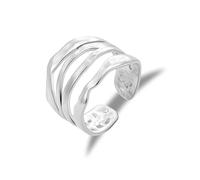 ALEXCRAFT Anillos de plata de acero inoxidable para mujer, chapados en oro de 18K, ajustables, simples, abiertos, anillo de abrazo, anillo martillado grande, anillo en capas fijo, anillo grande, liso