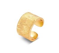 ALEXCRAFT Chunky Ringe Gold Silber für Damen Herren, Vintage Ring Hypoallergen 14K Vergoldet Einfacher Offen, 7.5" Verstellbar Statement Drehring Dick Groß Glatter Schmuck für Frauen Freundin