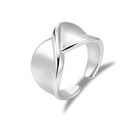 ALEXCRAFT Chunky Ringe Gold Silber für Damen Herren, Vintage Ring Hypoallergen 14K Vergoldet Einfacher Offen, 7.5" Verstellbar Statement Drehring Dick Groß Glatter Schmuck für Frauen Freundin