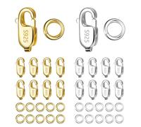 ALEXCRAFT Cierres para collares 925, ganchos y anillos de salto 925, mosquetones de plata 925 para collares, creación de joyas, mosquetón dorado DIY