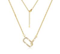 ALEXCRAFT Collar Mujer Oro, Collar Pendentif Rectangular en Cristal, Collar Ajustable de Clavícula, Collar y Circones, Hipoalergénico, Plaqué Or 14 Carats, Regalos para Mujeres, Niñas, Hija