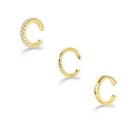 ALEXCRAFT Ear Cuff Acero Inoxidable Dorado Clips Para Las Orejas Ear Cuff Dorado Con Circonitas Cartílago 3 Piezas