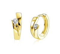 ALEXCRAFT Pendientes Aro Oro, Aros Pequeños Gruesos con Circonitas, Hipoalergénicos, Brillante, Minimalistas Pendiente Aro en Cartilage, Post Plata 925, Chapados 14K Oro, para Mujeres, Niñas y Hombres