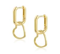 ALEXCRAFT Pendientes de aro cuadrados con forma de corazón de 14 quilates, chapados en oro, regalo para mujer, novia, mamá y niña