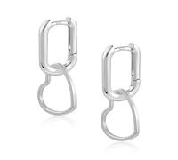 ALEXCRAFT Pendientes de aro cuadrados con forma de corazón, plata 925, colgantes, regalo para mujer, novia, mamá, niña