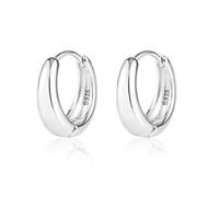 ALEXCRAFT Pendientes de aro de plata 925 para mujer, pendientes hipoalergénicos pequeños estilo Huggie, Plata, No es una piedra preciosa