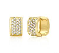 ALEXCRAFT Pendientes de Aro Oro Plata 92 Pendientes Mujer Oro Grueso Diamantes Cuadrados Pendientes de Aro