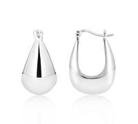 ALEXCRAFT Pendientes de aro pequeños de plata ley 925 para mujer, hipoalergénicos, pequeños, huecos, gruesos, ovalados, gruesos Pendientes, anchos, para niñas, Plata