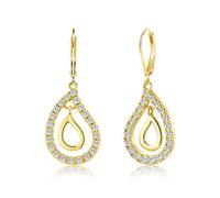 ALEXCRAFT Pendientes para Mujer Oro Colgantes Dobles Círculos Elegantes Pendientes Colgantes para Mujer Oro con Colgante Gotita