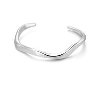 ALEXCRAFT Pulsera abierta de plata 925 para mujer 14K chapado en oro pulseras, Latón