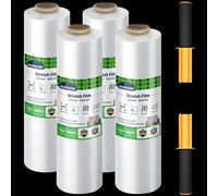 AlexHome Rollo de película elástica/rollo de película -2 piezas/15 x 1000 pies/500% elástico/calibre 60, envoltura elástica en movimiento con asa, envoltura de plástico retráctil para moverse con asa, suministros de mudanza de envoltura elástica para titos (transparente, paquete de 4)