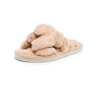 Alexis Leroy Zapatillas de Estar Mujer Pantuflas de Felpa Caliente Invierno Peluche Punta Abierta Caqui Claro 40-41 EU