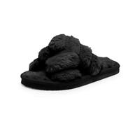Alexis Leroy Zapatillas de Estar Mujer Pantuflas de Felpa Caliente Invierno Peluche Punta Abierta Negro 42-43 EU