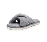 Alexis Leroy Zapatillas de Estar por Mujer Felpa Punta Abierta Peludas Peluche Cómodas Gris 40-41 EU