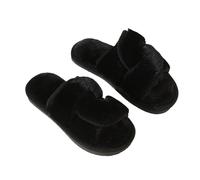 Alexis Leroy Zapatillas de Estar por Mujer Pantuflas de Felpa Caliente Invierno Peluche Negro Puro 36-37 EU