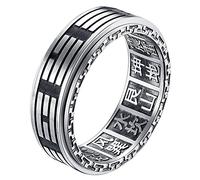 ALEXTINA Anillo de acero inoxidable para hombre, 8 mm, Yin Yang Spinner Ba Gua Feng Shui ocho trigramos Signet Band