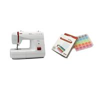 Alfa Basic 720 Máquina de coser, 9 diseños de puntada, motor de 70 W, color blanco + 6050-Caja 25 canillas Colores, Multicolor