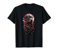 Alfa Lobo Bajo Luna Ojos Rojos Noche Aull Camiseta