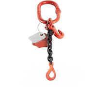 Alfa Logistik Cadena colgante de 1 hebra de 6 mm x 0,5 m con gancho de acortamiento y gancho de cabeza de horquilla autocierre - Cadena de tope de alta resistencia - Cadena robusta - Cadena de grado 8