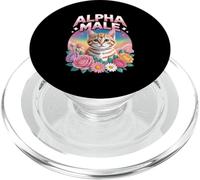 Alfa Masculino Funny Tabby Cat Flowers Rainbow PopSockets PopGrip para MagSafe