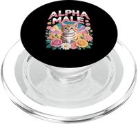 Alfa Masculino Funny Tabby Cat Flowers Rainbow PopSockets PopGrip para MagSafe