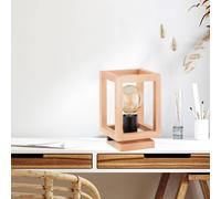 Alfa Pako lámpara de mesa, forma de jaula, cubo, madera, 16 x 16 x 25 cm