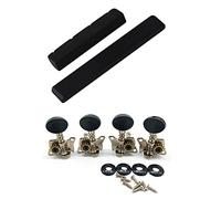 ALFAAL 1 Par 4 Cadena Ukulele Guitarra Tuerca Y Silla De Montar Con 4 PIEZAS Metal Abierto Ukulele Tuning Pegs Sintonizadores Tapa Redonda